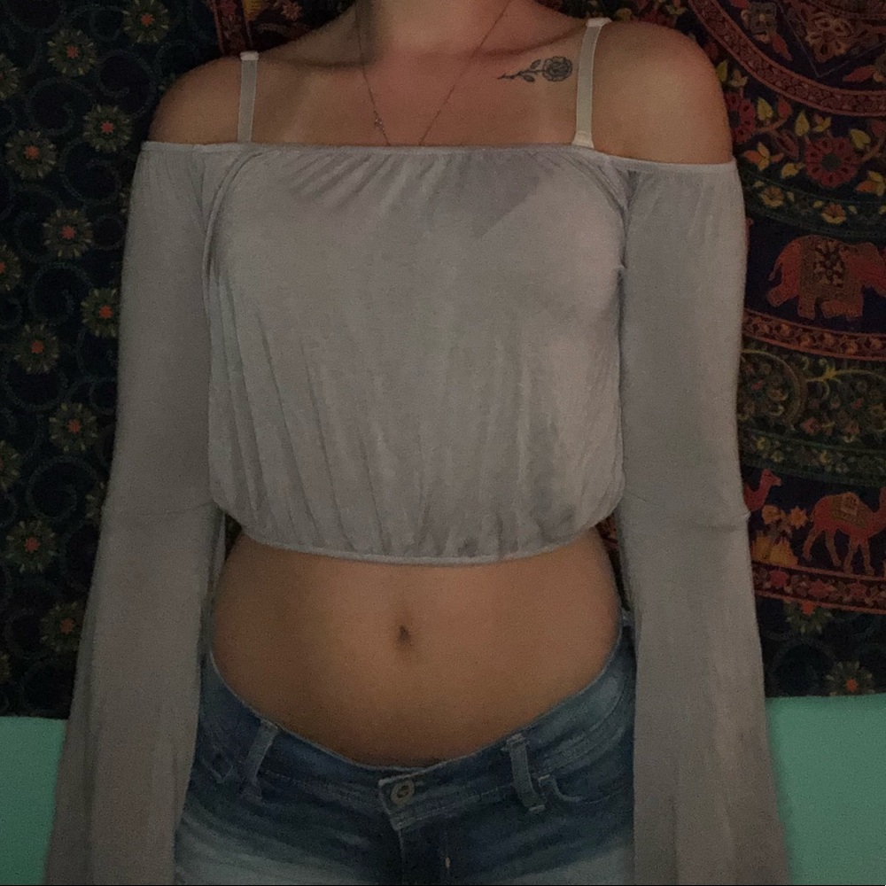Lavender long sleeve crop top
